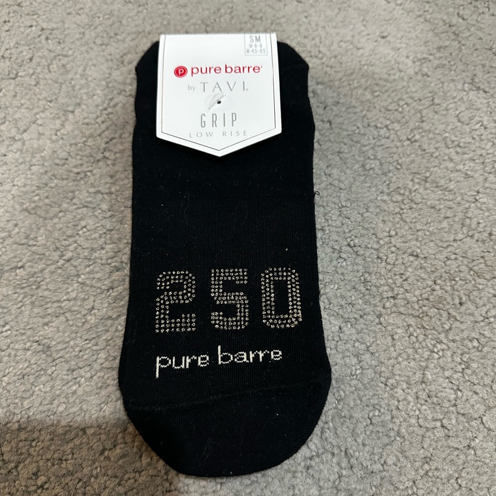 Pure Barre Black Grip Socks with Silver Accents